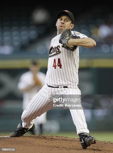 Pitcher Roy Oswalt of the Houston Astros throws against the Arizona Diamondbacks on May 4, 2010 in Houston, Texas. Arizona won 1-0.