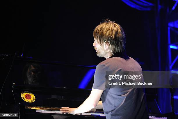 Musician Thom Yorke of the band Atoms for Peace performs during day three of the Coachella Valley Music & Arts Festival 2010 held at the Empire Polo...