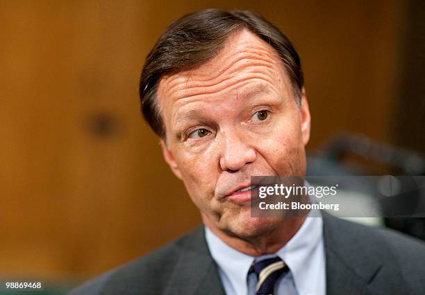 Christopher Cox, former chairman of the U.S. Securities and Exchange Commission , waits to testify at a Financial Crisis Inquiry Commission hearing...