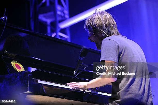 Musician Thom Yorke of the band Atoms for Peace performs during day three of the Coachella Valley Music & Arts Festival 2010 held at the Empire Polo...