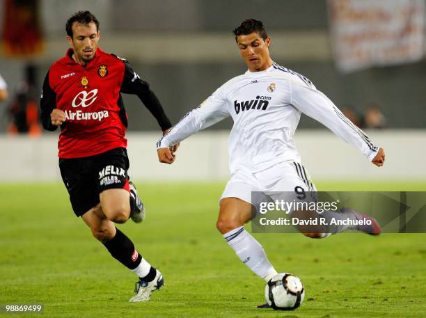 Cristiano Ronaldo of Real Madrid in action during the La Liga match between Mallorca and Real Madrid at Ono Estadi on May 5, 2010 in Mallorca, Spain.
