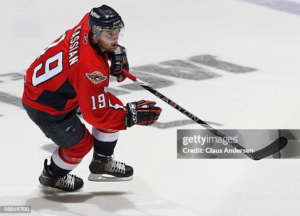 Zack Kassian of the Windsor Spitfires skates in the 4th game of the OHL Championship Final against the Barrie Colts on May 4,2010 at the WFCU Centre...