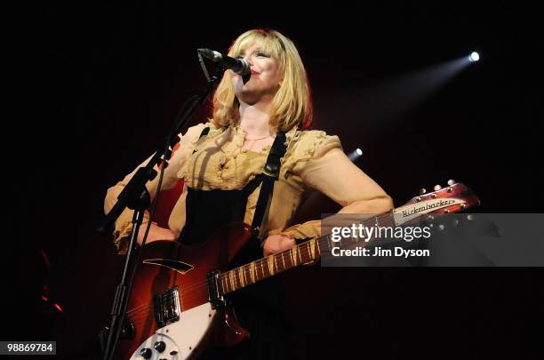 Courtney Love, of US rock group Hole, performs live on stage at Brixton Academy on May 5, 2010 in London, England.