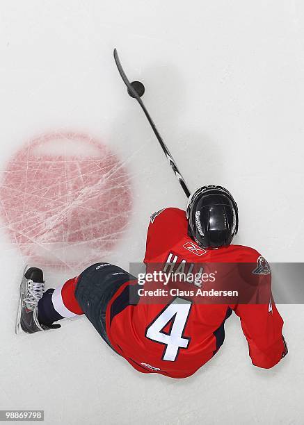 Taylor Hall of the Windsor Spitfires handles the puck in the warm-up prior to the 4th game of the OHL Championship Final against the Barrie Colts on...