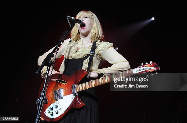 Courtney Love, of US rock group Hole, performs live on stage at Brixton Academy on May 5, 2010 in London, England.