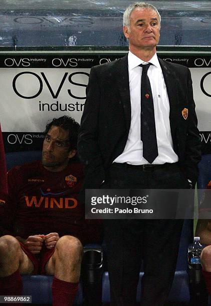 Claudio Ranieri coach of Roma and Luca Toni show their dejection after the Tim Cup match between FC Internazionale Milano and AS Roma at Stadio...