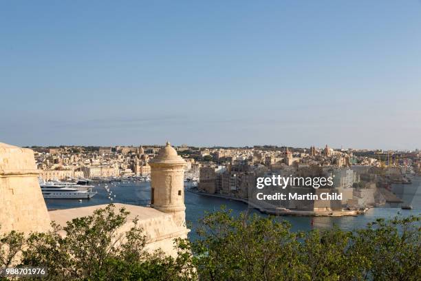 the grand harbour in valletta, unesco world heritage site and european capital of culture 2018, valletta, malta, mediterranean, europe - european capital of culture stock pictures, royalty-free photos & images