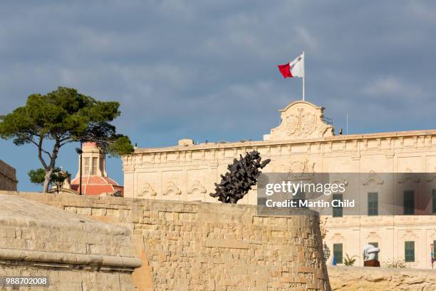 auberge castille museum in old town valletta, unesco world heritage site and european capital of culture 2018, malta, mediterranean, europe - european capital of culture stock pictures, royalty-free photos & images
