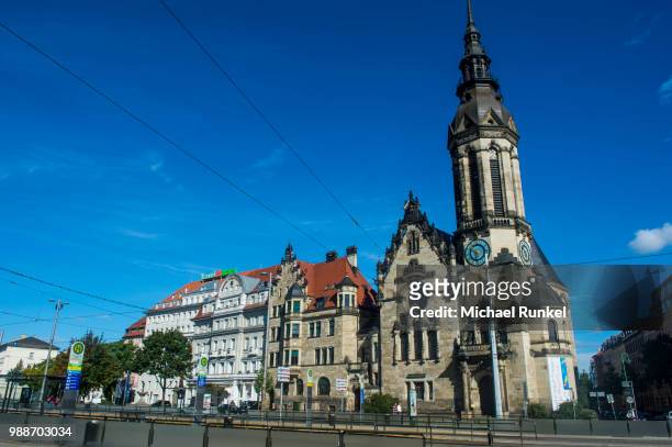 reformierte kirche (reformed church) of leipzig, saxony, germany, europe - kirche stock pictures, royalty-free photos & images