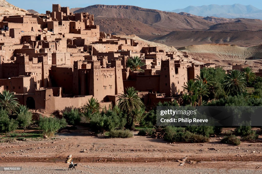 The fortified town or ksar of Ait Benhaddou with its kasbahs and earth-clay buildings is a UNESCO world heritage site.