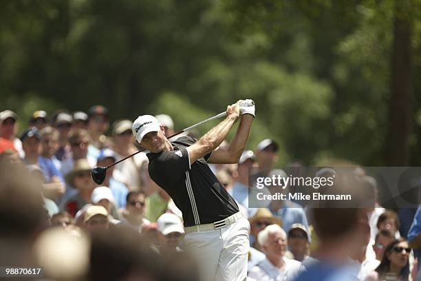 Quail Hollow Championship: Dustin Johnson in action, drive from tee on No 4 during Sunday play at Quail Hollow Club. Charlotte, NC 5/2/2010 CREDIT:...