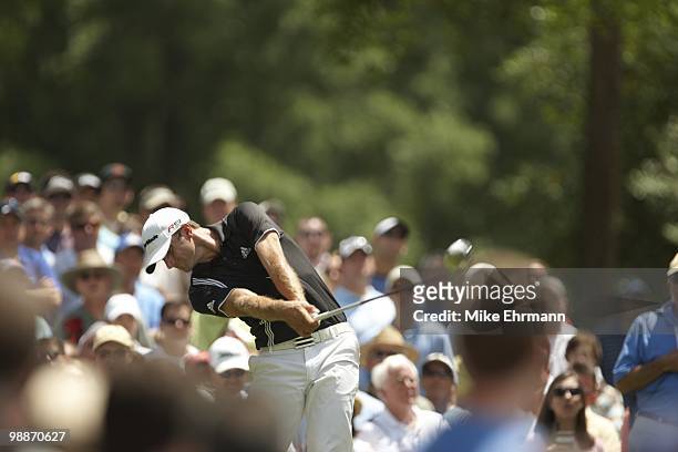 Quail Hollow Championship: Dustin Johnson in action, drive from tee on No 4 during Sunday play at Quail Hollow Club. Charlotte, NC 5/2/2010 CREDIT:...