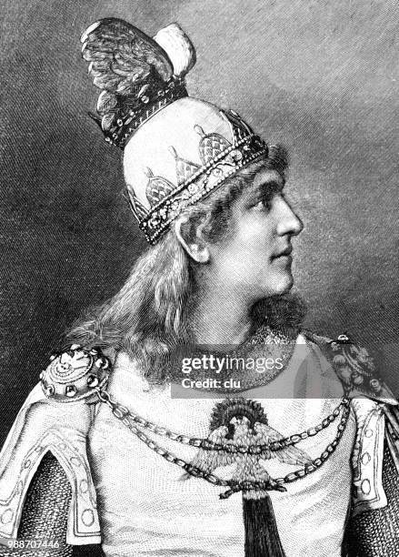 schauspieler als lohengrin - alte deutsche schauspieler stock-grafiken, -clipart, -cartoons und -symbole