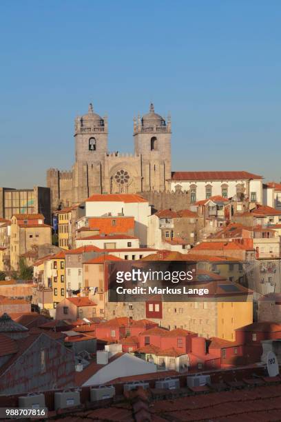 se cathedral at sunset, ribeira district, unesco world heritage site, porto (oporto), portugal, europe - se cathedral bildbanksfoton och bilder