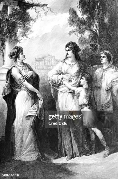 cornelia, mother of the roman gracchus dynasty - cornelia stock illustrations