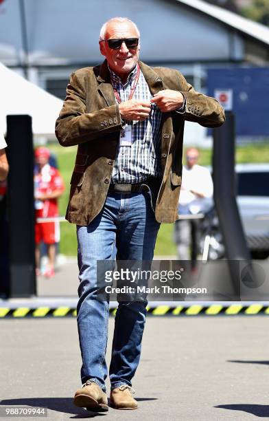Dietrich Mateschitz, Red Bull owner walks in the Paddock before the Formula One Grand Prix of Austria at Red Bull Ring on July 1, 2018 in Spielberg,...