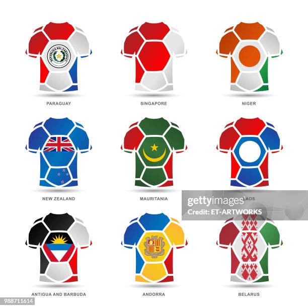 stockillustraties, clipart, cartoons en iconen met vector soccer uniformen - australia v paraguay