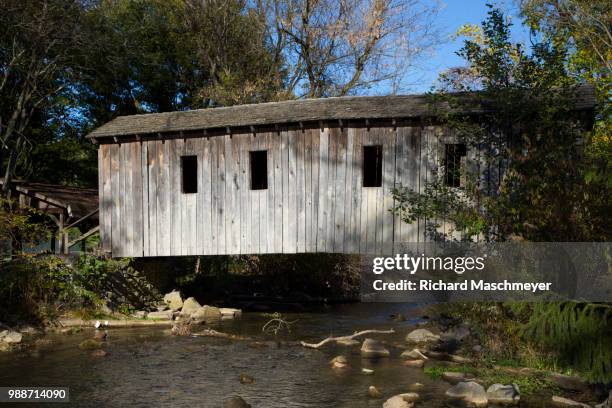 spring creek covered bridge, state college, central county, pennsylvania, united states of america, north america - state college pennsylvania stock pictures, royalty-free photos & images