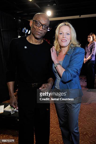 Director Bill T. Jones and Actress Sherie Rene Scott attend the 2010 Tony Awards Meet the Nominees press reception at The Millennium Broadway Hotel...