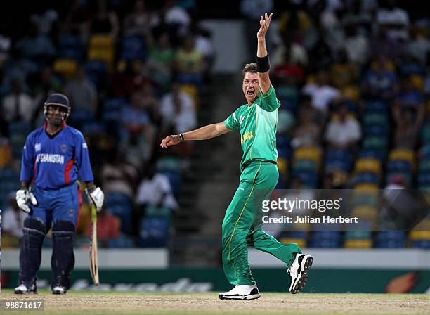 Dale Steyn appeals unsucsesfully for the wicket of Mohammad Shahzad of Afghanistan during The ICC World Twenty20 Group C Match between South Africa...