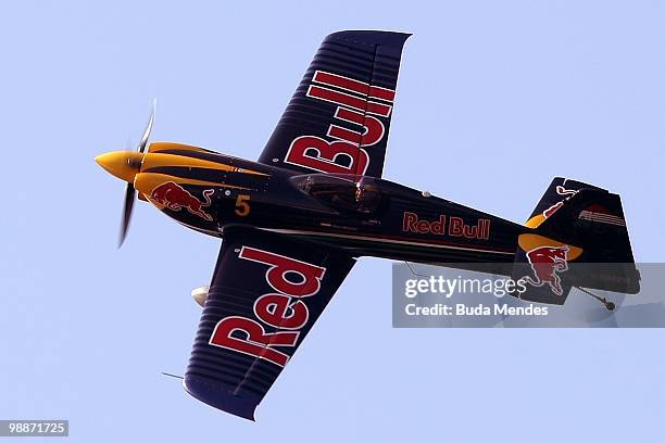 Canadian pilot Kirby Chambliss during a demonstration fly following the Red Bull Air Race Rio 2010 official presentation on May 5, 2010 in Rio de...