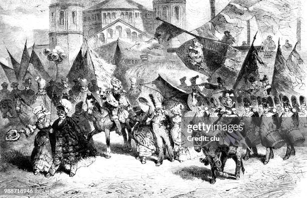 straßenkarneval in köln, funken - rosenmontag stock-grafiken, -clipart, -cartoons und -symbole