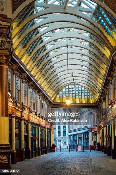 leadenhall market by victorian architect horace jones, london, england, united kingdom, europe - leadenhall markt stock-fotos und bilder