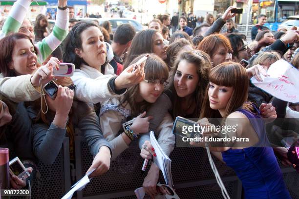 Actress Ursula Corbero signs autographs at the "Fisica o quimica" fifth season photocall at Capitol cinema on May 5, 2010 in Madrid, Spain.