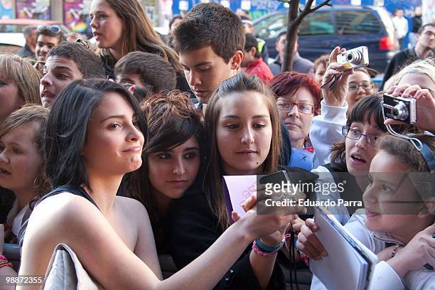 Actress Andrea Duro signs autographs at the "Fisica o quimica" fifth season photocall at Capitol cinema on May 5, 2010 in Madrid, Spain.