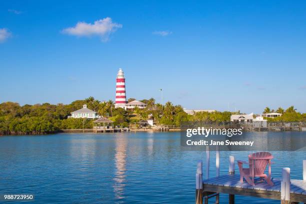 elbow reef lighthouse, the last kerosene burning manned lighthouse in the world, hope town, elbow cay, abaco islands, bahamas, west indies, central america - lighthouse reef stock pictures, royalty-free photos & images