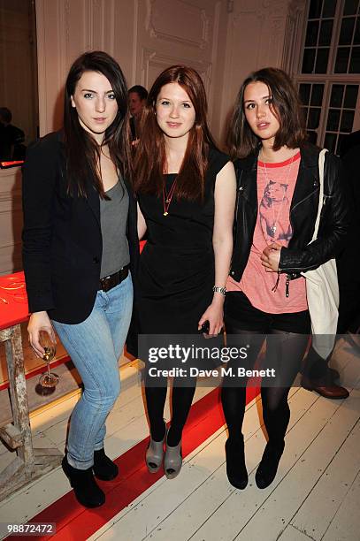 Bonnie Wright and friends attend the launch of the Nuba Collection at Wright & Teague on May 5, 2010 in London, England.