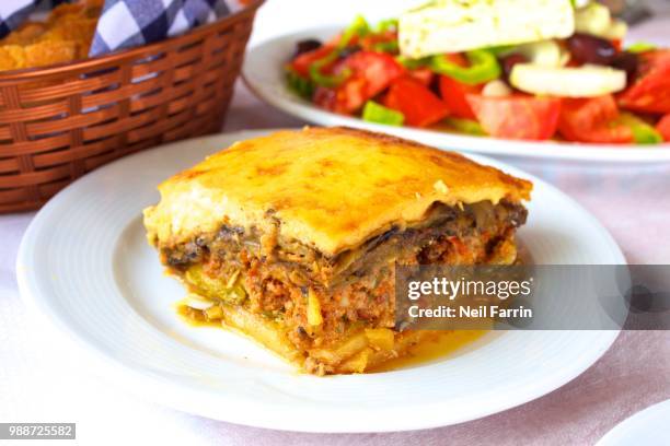 moussaka, crete, greek islands, greece, europe - moussaka stockfoto's en -beelden