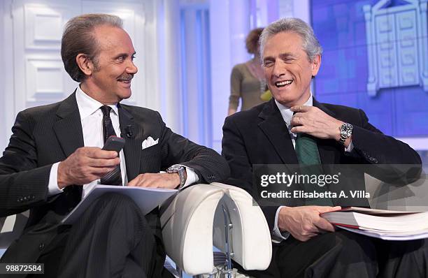 Mauro Masi, CEO of Italian television RAI and Francesco Rutelli attend the TV show "Porta A Porta" on May 5, 2010 in Rome, Italy.