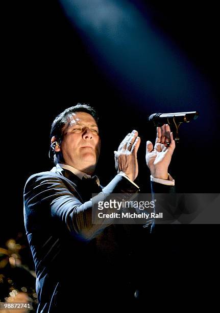 Tony Hadley of Spandau Ballet performs on stage during their Reformation World Tour at Grand West Casino on May 5, 2010 in Cape Town, South Africa.