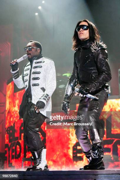 Will.I.Am and Taboo of Black Eyed Peas perform on stage at O2 Arena on May 5, 2010 in London, England.