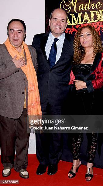 Ramon Rivero, Manuel Chaves and Pilar Tavora attend 'Madre Amadisima' premiere at Paz cinema on May 5, 2010 in Madrid, Spain.