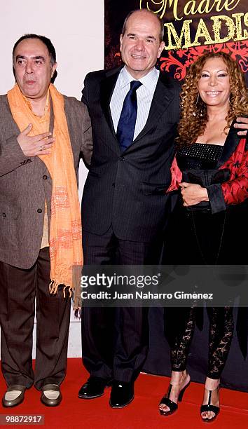 Ramon Rivero, Manuel Chaves and Pilar Tavora attend 'Madre Amadisima' premiere at Paz cinemaon May 5, 2010 in Madrid, Spain.