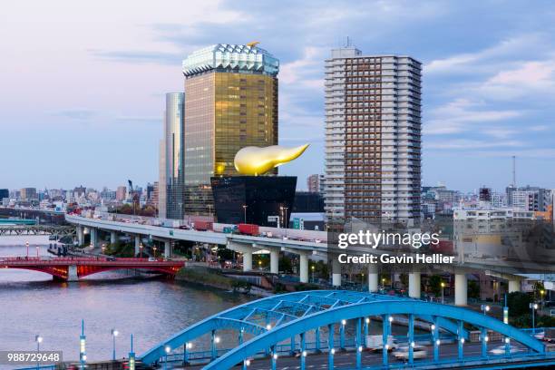 modern architecture along the sumida river, tokyo, japan, asia - gavin hellier bildbanksfoton och bilder