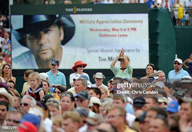 Fans gather at the clubhouse to see recording artist Tim McGraw during the military appreciation ceremony Wednesday at THE PLAYERS Championship on...