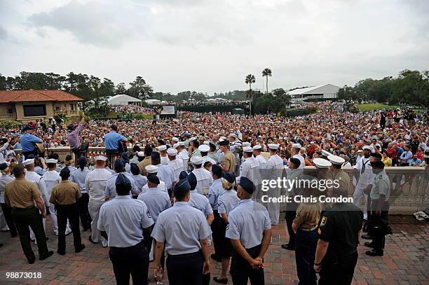 Recording artist Tim McGraw performs during the military appreciation ceremony Wednesday at THE PLAYERS Championship on THE PLAYERS Stadium Course at...