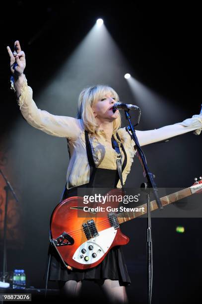 Courtney Love performs on stage at Brixton Academy on May 5, 2010 in London, England.