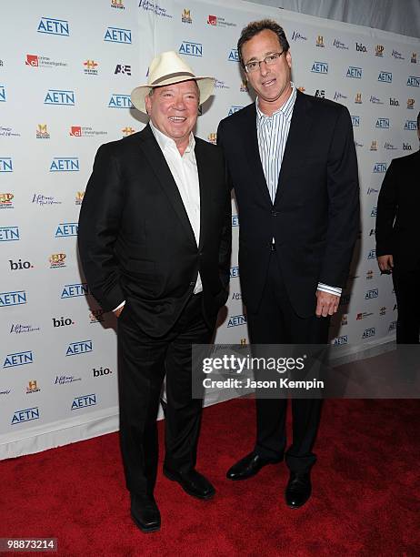 Actors William Shatner and Bob Saget attend the 2010 A&E Upfront at the IAC Building on May 5, 2010 in New York City.