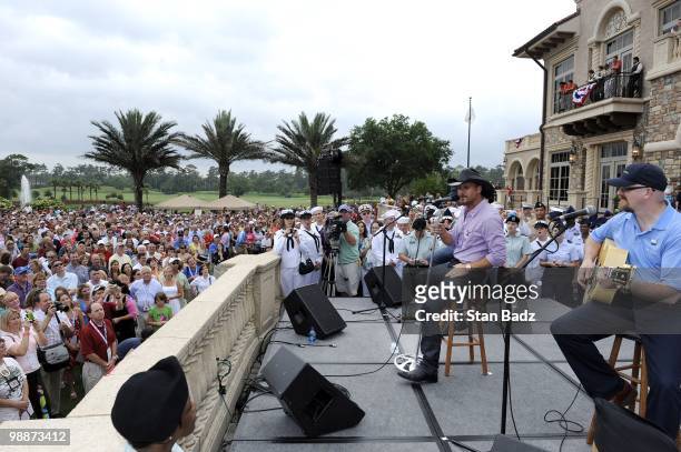 Recording artist Tim McGraw performs during the Military Appreciation Ceremony prior to the start of THE PLAYERS Championship on THE PLAYERS Stadium...