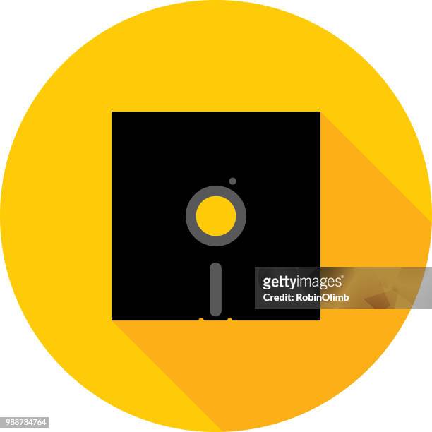 gold floppy disc icon - obsolete software stock illustrations