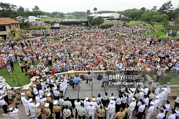 Recording artist Tim McGraw performs during the Military Appreciation Day Ceremony for THE PLAYERS Championship at TPC Sawgrass on May 5, 2010 in...