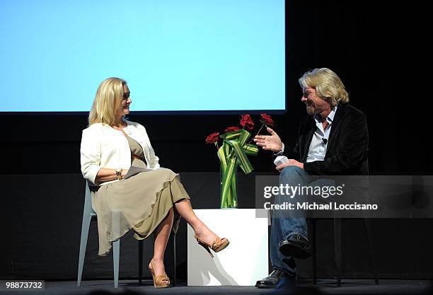 Grupo Omnilife President and CEO Angelica Fuentes Tellez and Virgin Group founder and Chairman Sir Richard Branson take part in a Q&A with the...