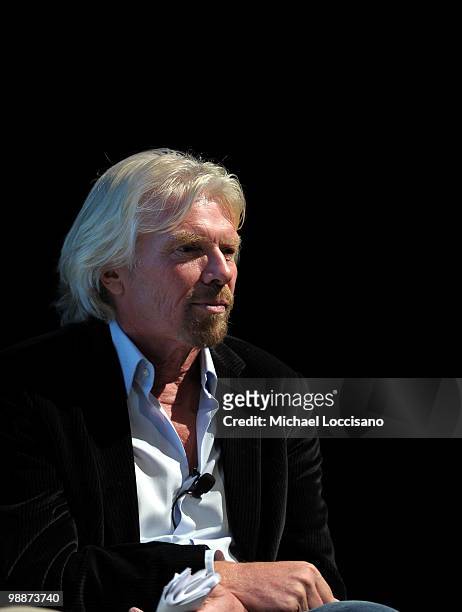 Virgin Group founder and Chairman Sir Richard Branson takes part in a Q&A with the audience during the 2010 Courage Forum with Sir Richard Branson &...