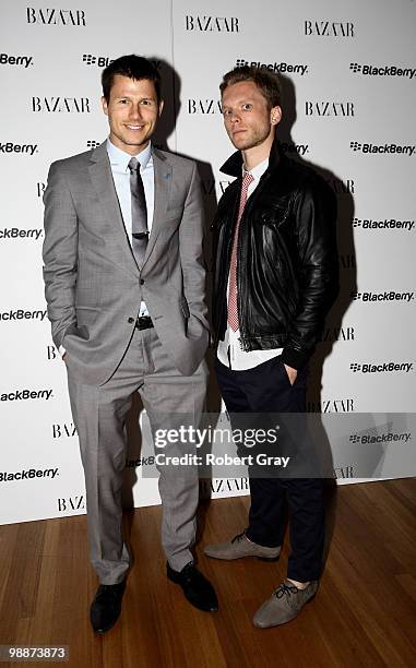 Presenter Jason Dundas and guest attend the Harper's BAZAAR & BlackBerry White Bold Party as part of Rosemount Australian Fashion Week Spring/Summer...