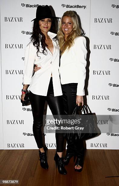 Michelle Leslie and guest attend the Harper's BAZAAR & BlackBerry White Bold Party as part of Rosemount Australian Fashion Week Spring/Summer 2010/11...