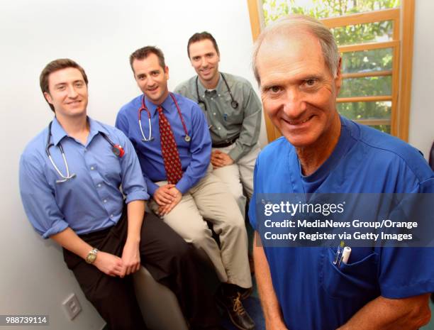 From left, brothers and doctors, Peter, Jim and Bob Sears with their dad William Sears in San Clemente on February 09, 2006."n"nSouthern California...